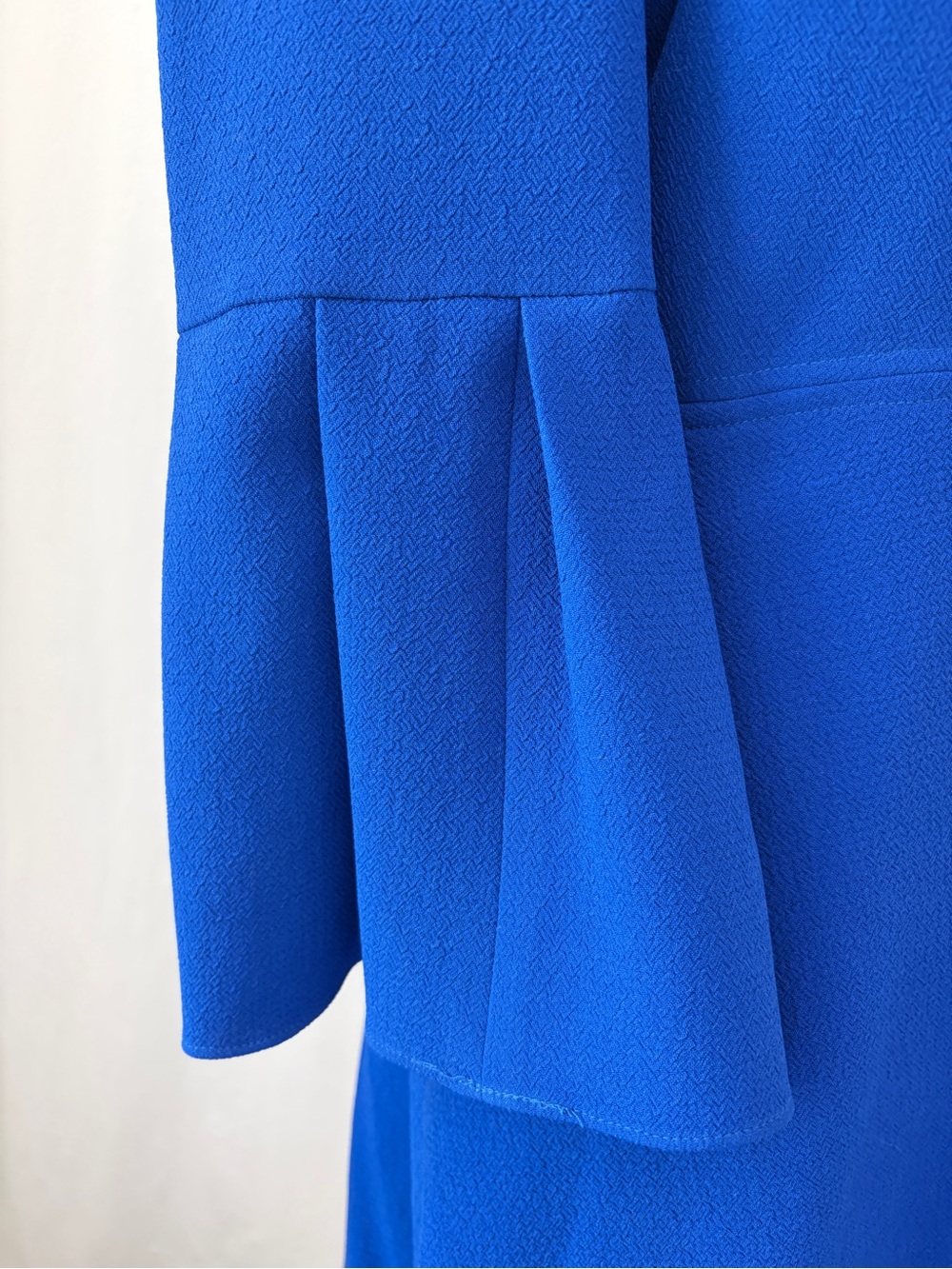 Eliza J Seamed Fit & Flare Cobalt Blue Wedding Guest Dress Bell Sleeve Size 4 - Picture 8 of 17